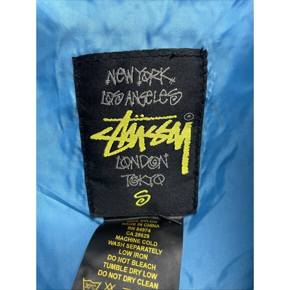 STUSSY GIRLS Y2K Women’s Blue Nylon Windbreaker Jacket Full Zip Up Size S NWT - Picture 7 of 12